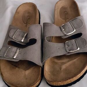 Curfew Women's Gray Double-Buckle Cork Footbed Sandals